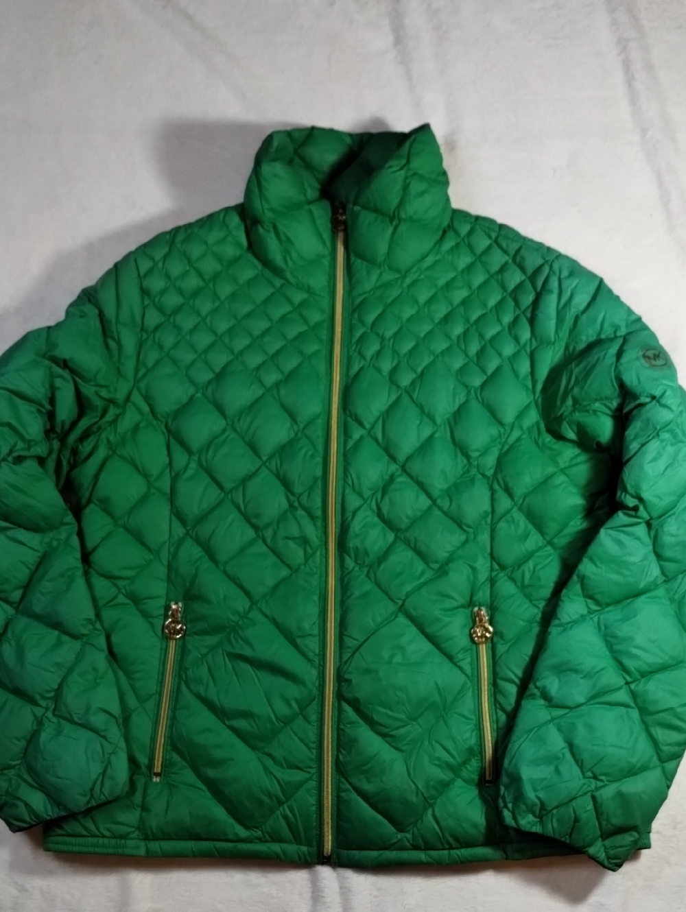 Michael Kors Green Quilted Diamond Puffer Jacket Large